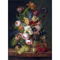 РЕПРОДУКЦИИ НА КАРТИНИ Рози, лалета, ирис, нарциси, божури, с праскови и грозде (1820)